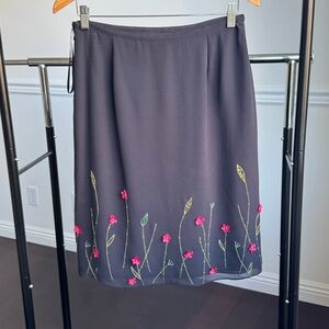 INC Black Silk Elegant Embellished Skirt Size 10P New